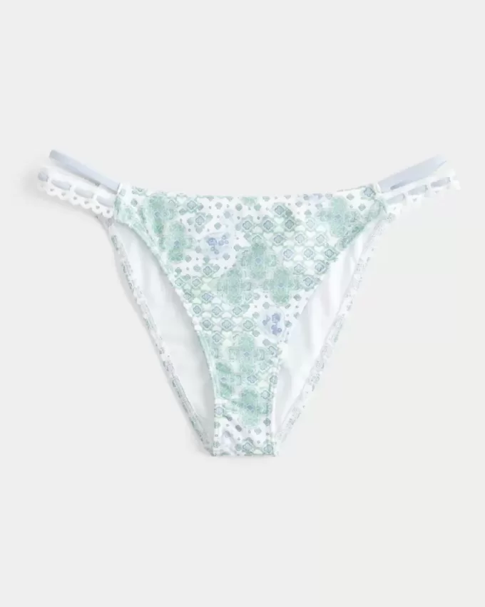 Cheeky-Bikinihose mit Häkelbesatz und Doppelträgern
