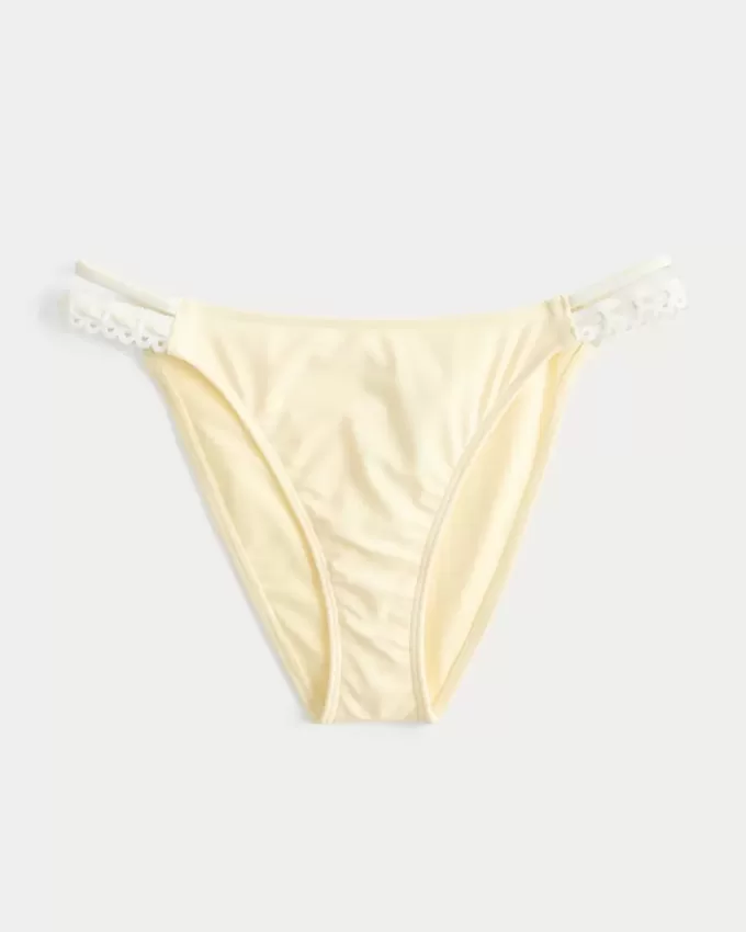 Cheeky-Bikinihose mit Häkelbesatz und Doppelträgern