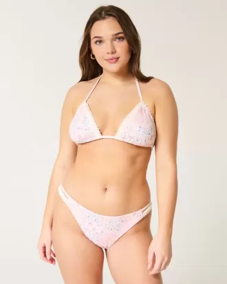 Cheeky-Bikinihose mit hohem Beinausschnitt und gemischtem Häkelmuster