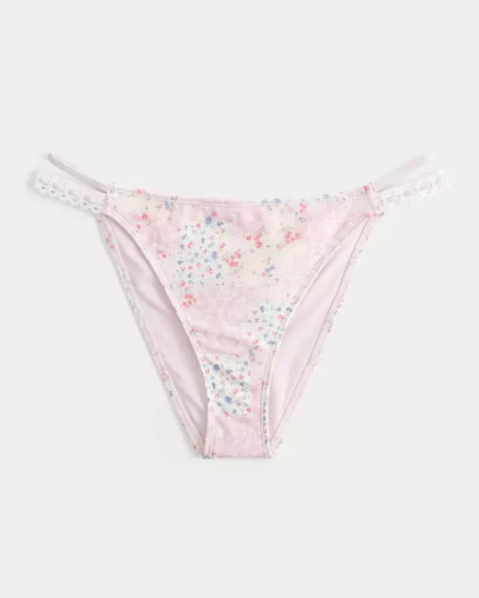 Cheeky-Bikinihose mit hohem Beinausschnitt und gemischtem Häkelmuster Cheeky-Bikinihose mit hohem Beinausschnitt und gemischtem Häkelmuster