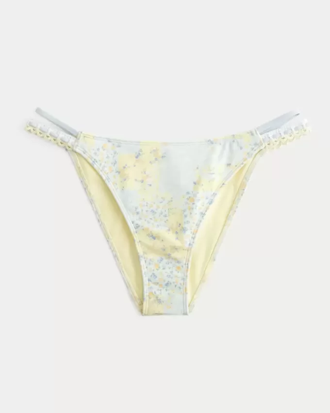 Cheeky-Bikinihose mit hohem Beinausschnitt und gemischtem Häkelmuster Cheeky-Bikinihose mit hohem Beinausschnitt und gemischtem Häkelmuster