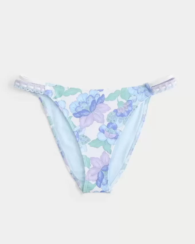 Cheeky-Bikinihose mit hohem Beinausschnitt und gemischtem Häkelmuster Cheeky-Bikinihose mit hohem Beinausschnitt und gemischtem Häkelmuster