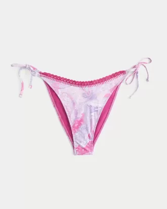 Cheeky-Bikinihose mit seitlicher Schnürung und Häkelbesatz