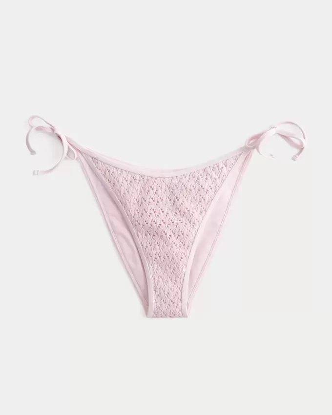 Cheeky-Bikinihose mit seitlicher Schnürung und Pailletten im Häkel-Stil Cheeky-Bikinihose mit seitlicher Schnürung und Pailletten im Häkel-Stil