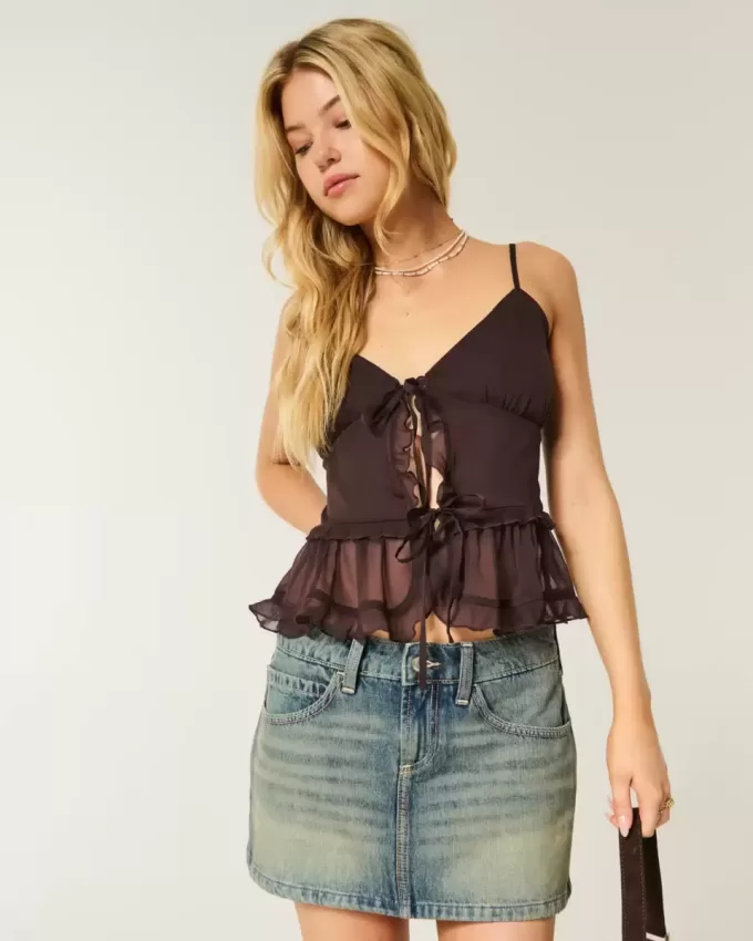 Chiffon-Camisole mit Rüschen Chiffon-Camisole mit Rüschen