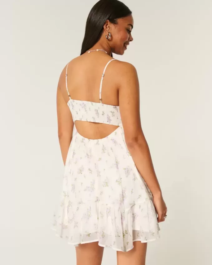 Chiffon-Minikleid mit asymmetrischem Saum