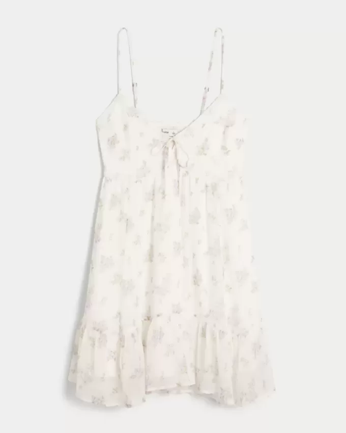 Chiffon-Minikleid mit asymmetrischem Saum