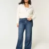 Curvy Baggy-Jeans mit mittlerer Leibhöhe und dunkler Waschung