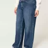 Curvy Baggy-Jeans mit mittlerer Leibhöhe und dunkler Waschung