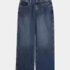 Curvy Baggy-Jeans mit mittlerer Leibhöhe und dunkler Waschung