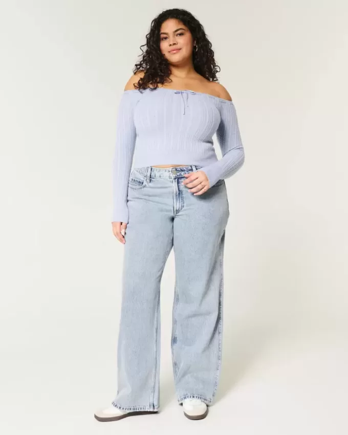 Curvy Baggy-Jeans mit mittlerer Leibhöhe und mittlerer Waschung