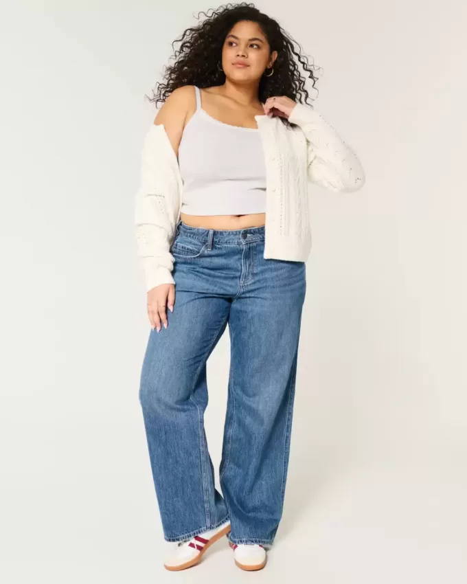 Curvy Baggy-Jeans mit mittlerer Leibhöhe und mittlerer Waschung