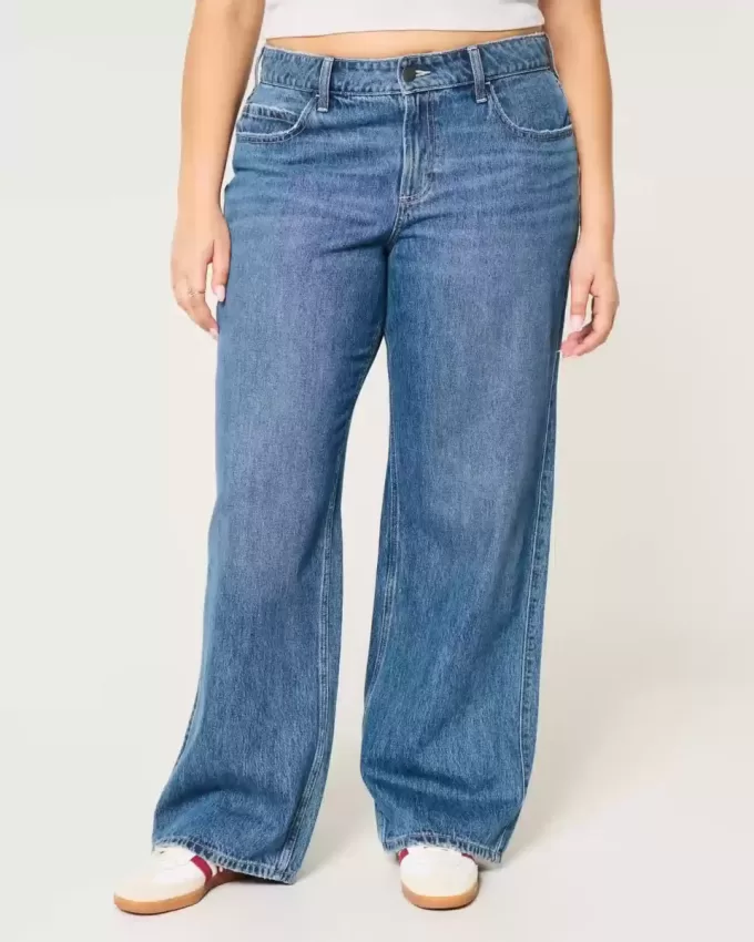Curvy Baggy-Jeans mit mittlerer Leibhöhe und mittlerer Waschung
