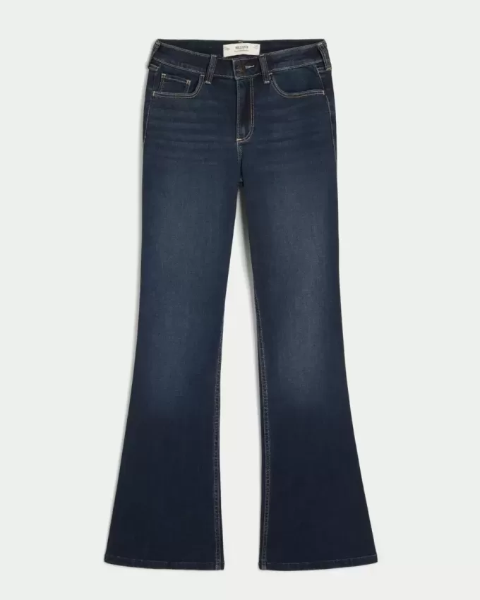 Curvy Bootcut-Jeans mit mittlerer Leibhöhe und dunkler Waschung Curvy Bootcut-Jeans mit mittlerer Leibhöhe und dunkler Waschung