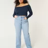 Curvy Dad-Jeans mit ultrahohem Bund und mittlerer Waschung