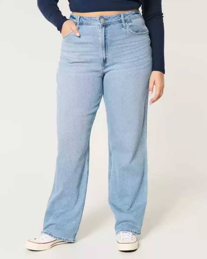 Curvy Dad-Jeans mit ultrahohem Bund und mittlerer Waschung