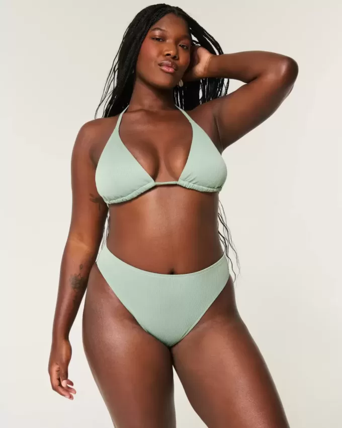Curvy High-Leg High-Waist Gerippte Cheeky-Bikinihose Curvy High-Leg High-Waist Gerippte Cheeky-Bikinihose