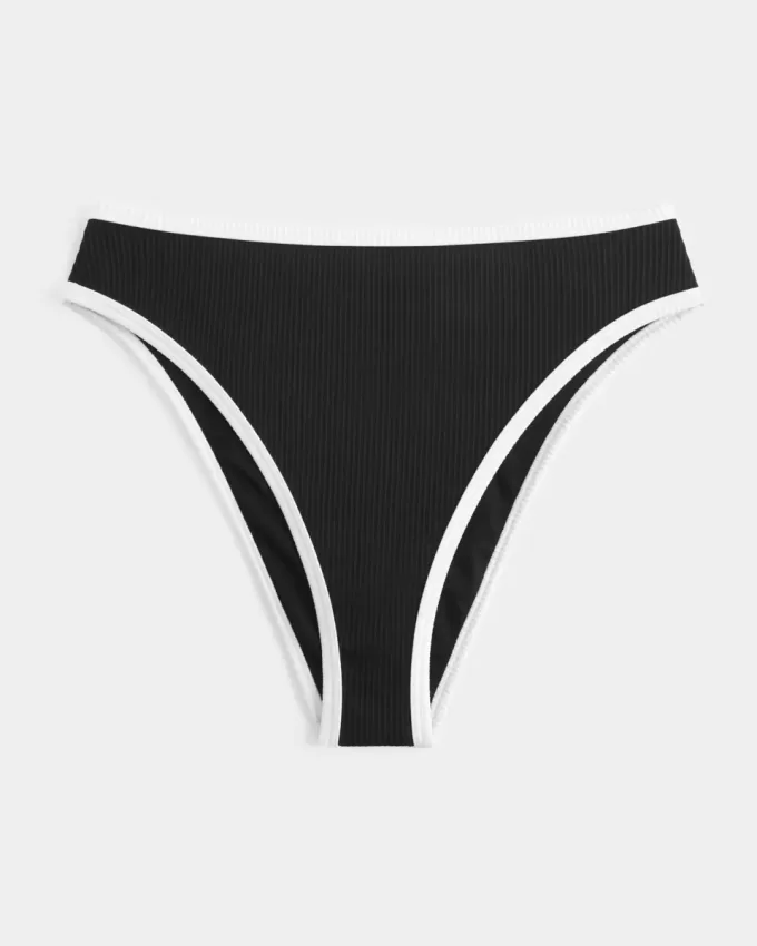Curvy High-Leg High-Waist Gerippte Cheeky-Bikinihose Curvy High-Leg High-Waist Gerippte Cheeky-Bikinihose
