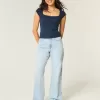 Curvy High-Rise Baggy-Jeans in heller Waschung