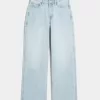 Curvy High-Rise Baggy-Jeans in heller Waschung