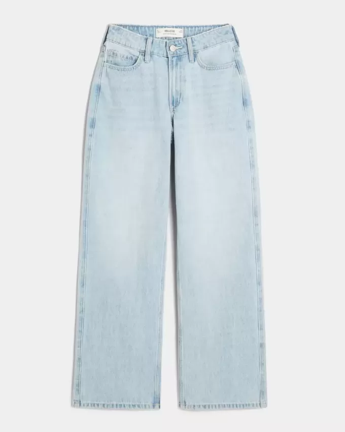 Curvy High-Rise Baggy-Jeans in heller Waschung