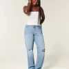Curvy High-Rise-Dad-Jeans mit Rissen in mittlerer Waschung