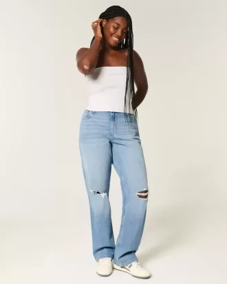 Curvy High-Rise-Dad-Jeans mit Rissen in mittlerer Waschung