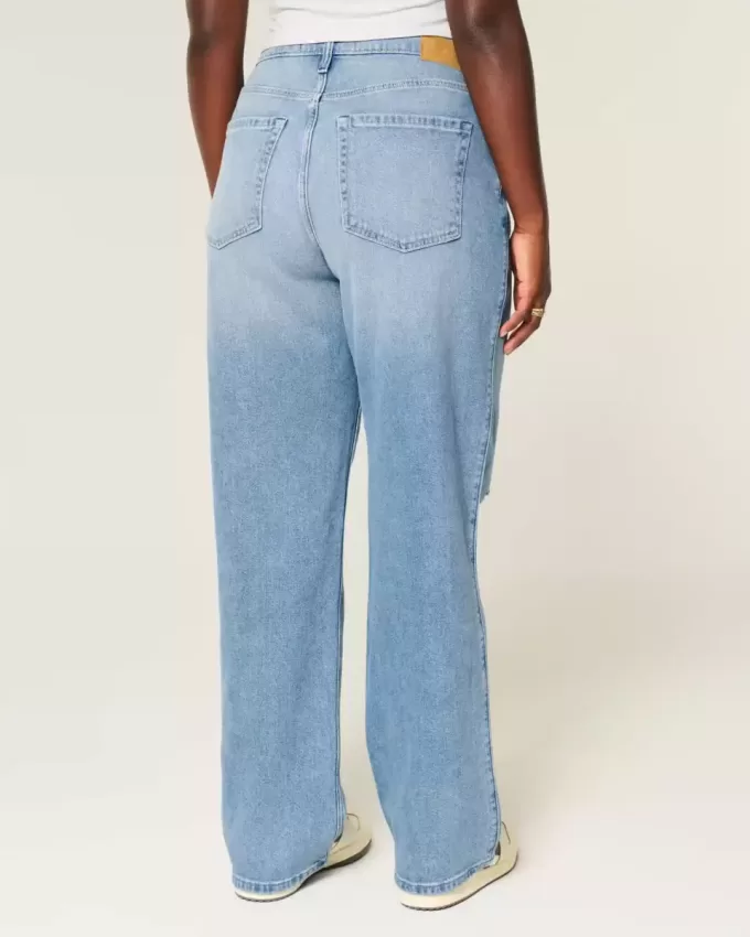 Curvy High-Rise-Dad-Jeans mit Rissen in mittlerer Waschung