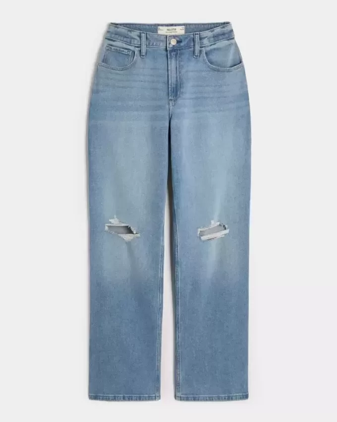 Curvy High-Rise-Dad-Jeans mit Rissen in mittlerer Waschung