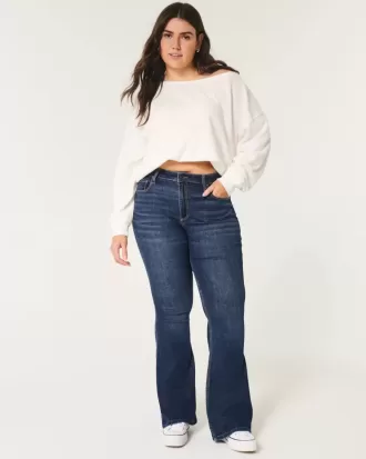 Curvy High-Rise Flare Jeans in dunkler Waschung