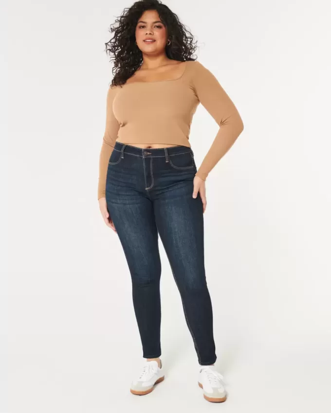 Curvy High-Rise Jeans-Leggings in dunkler Waschung Curvy High-Rise Jeans-Leggings in dunkler Waschung