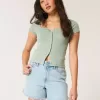 Curvy High-Rise-Jeansshorts in heller Waschung, 5 Zoll Curvy High-Rise-Jeansshorts in heller Waschung, 5 Zoll