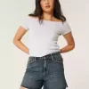 Curvy High-Rise Relaxed Denim Shorts in dunkler Waschung, 5″ Curvy High-Rise Relaxed Denim Shorts in dunkler Waschung, 5″