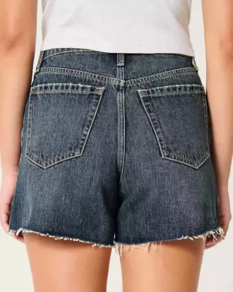 Curvy High-Rise Relaxed Denim Shorts in dunkler Waschung, 5″
