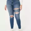 Curvy High-Rise Ripped Super Skinny Jeans in dunkler Waschung Curvy High-Rise Ripped Super Skinny Jeans in dunkler Waschung