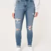 Curvy High-Rise Ripped Super Skinny Jeans in mittlerer Waschung Curvy High-Rise Ripped Super Skinny Jeans in mittlerer Waschung
