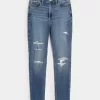 Curvy High-Rise Ripped Super Skinny Jeans in mittlerer Waschung Curvy High-Rise Ripped Super Skinny Jeans in mittlerer Waschung