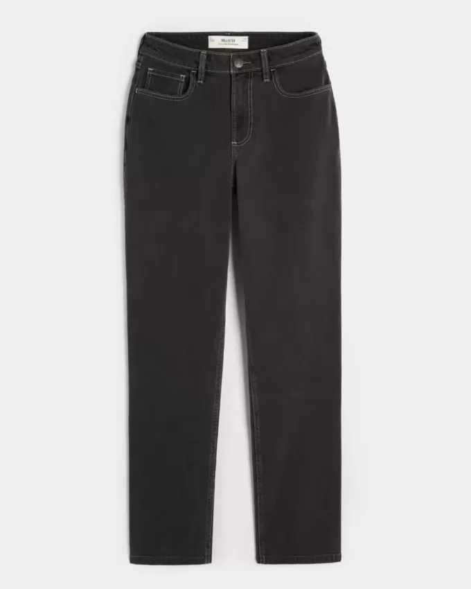 Curvy High-Rise Straight Jeans in verwaschenem Schwarz Curvy High-Rise Straight Jeans in verwaschenem Schwarz