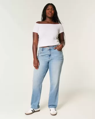 Curvy High-Rise Straight Jeans mit mittlerer Waschung