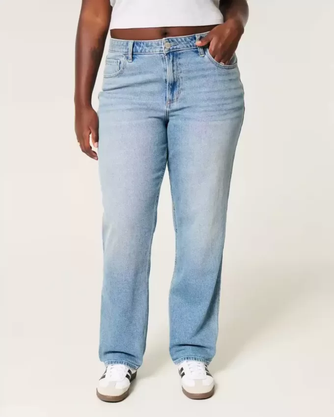 Curvy High-Rise Straight Jeans mit mittlerer Waschung Curvy High-Rise Straight Jeans mit mittlerer Waschung