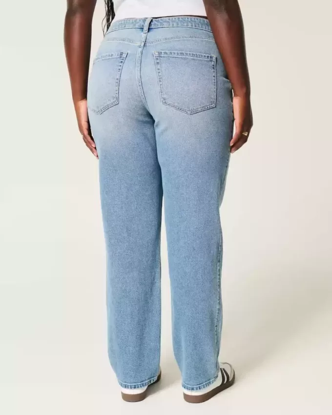 Curvy High-Rise Straight Jeans mit mittlerer Waschung Curvy High-Rise Straight Jeans mit mittlerer Waschung