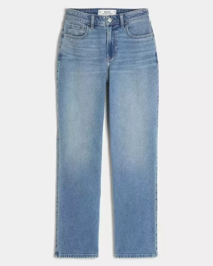 Curvy High-Rise Straight Jeans mit mittlerer Waschung Curvy High-Rise Straight Jeans mit mittlerer Waschung