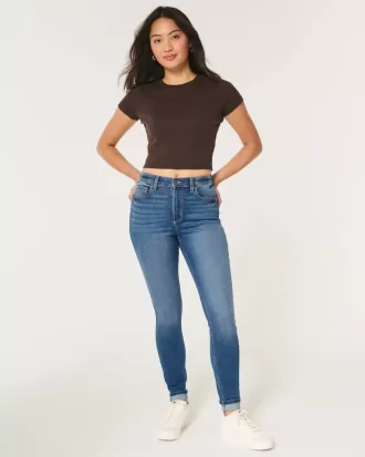 Curvy High-Rise Super Skinny Jeans in dunkler Waschung