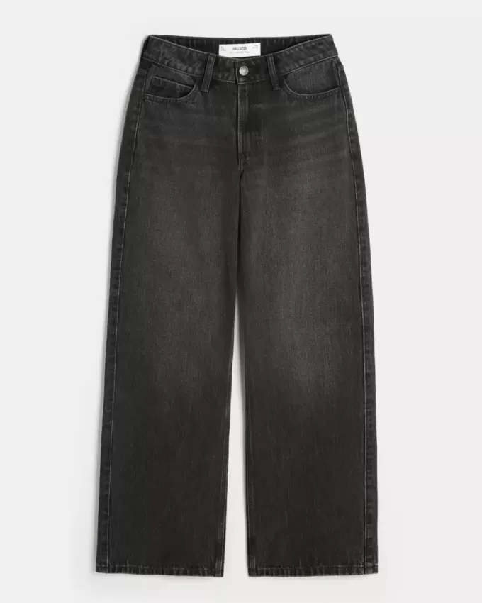 Curvy High-Rise verwaschene schwarze Baggy-Jeans Curvy High-Rise verwaschene schwarze Baggy-Jeans