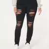 Curvy High-Rise zerrissene schwarze Super Skinny Jeans Curvy High-Rise zerrissene schwarze Super Skinny Jeans