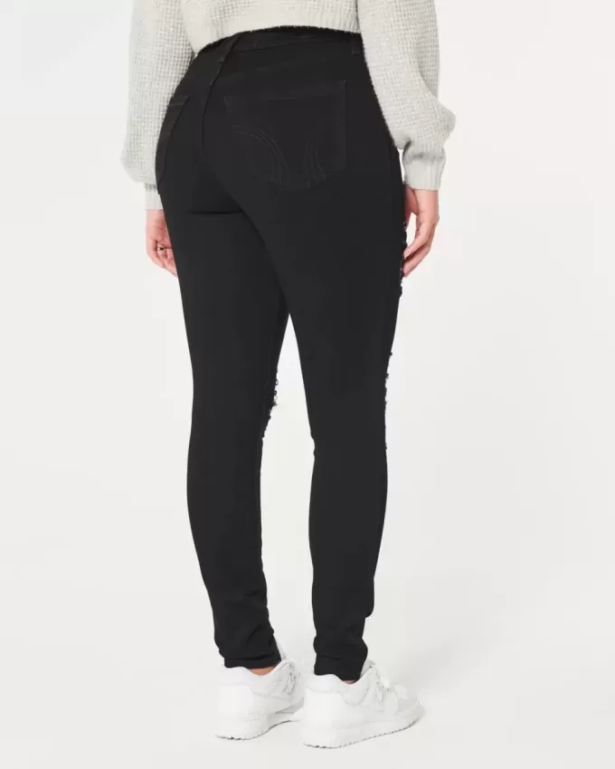 Curvy High-Rise zerrissene schwarze Super Skinny Jeans Curvy High-Rise zerrissene schwarze Super Skinny Jeans