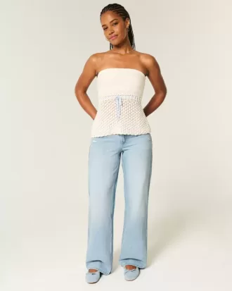 Curvy Low-Rise-Baggy-Jeans im Used-Look