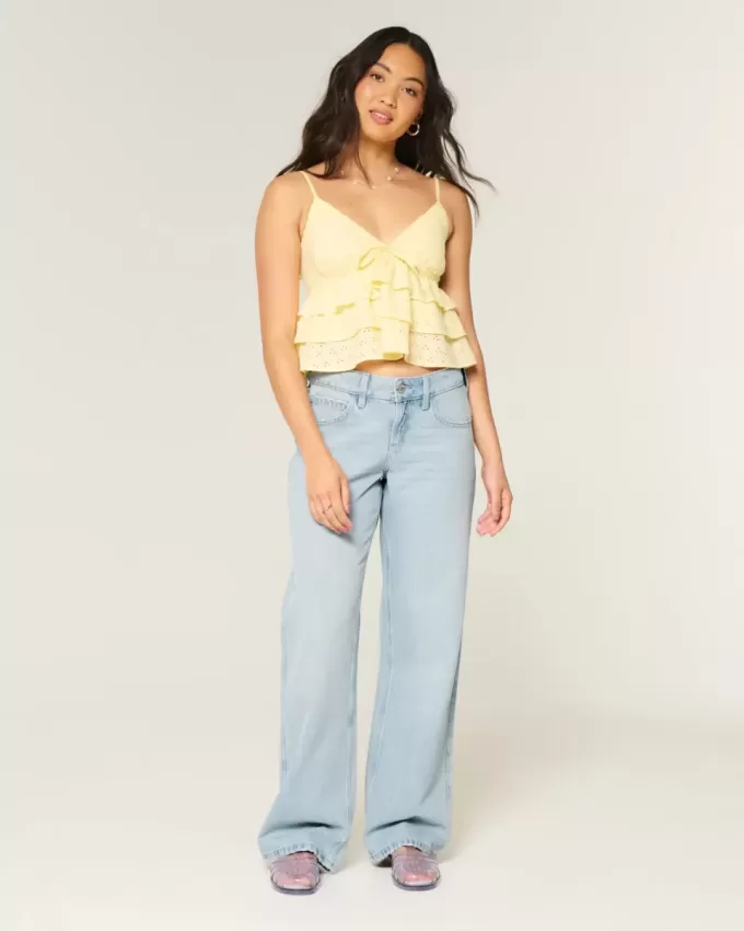 Curvy Low-Rise Baggy-Jeans in heller Waschung