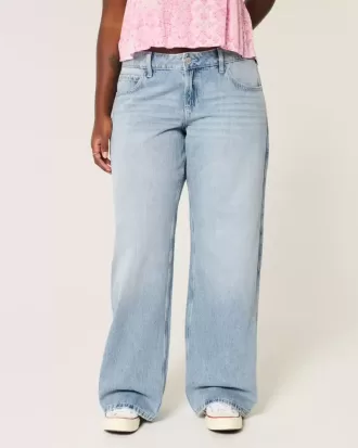 Curvy Low-Rise Baggy-Jeans in heller Waschung