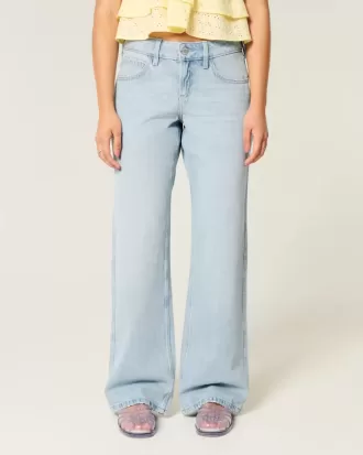 Curvy Low-Rise Baggy-Jeans in heller Waschung